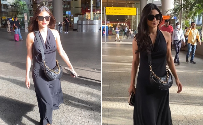 Mouni Roy Makes A Monochrome Statement At The Airport In All-Black