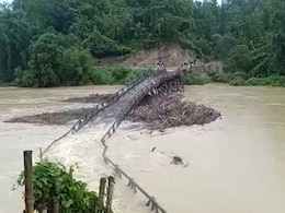Watch: Bridge Washed Away After Heavy Rain, Flood In Meghalaya Watch: Bridge Washed Away After Heavy Rain, Flood In Meghalaya