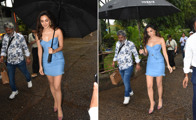 We've Never Seen A More Stylish Monsoon Look Than Kiara Advani In A Denim Mini Dress With An Umbrella