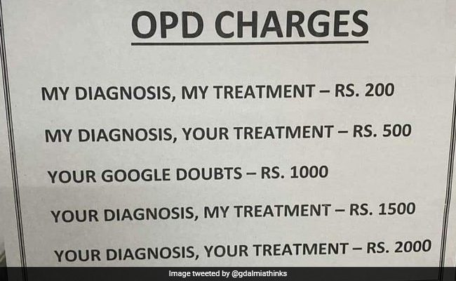 Rs 1,000 For "Your Google Doubts": See Doctor's Hilarious Notice
