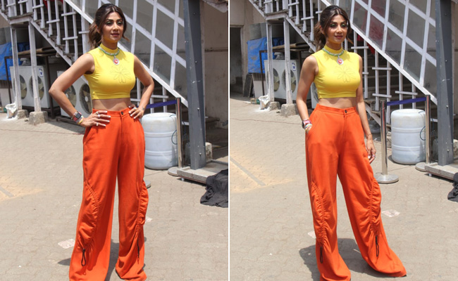 Get The Look: Shilpa Shetty Channeling The Sunset In A Yellow Crop Top And Orange Pants