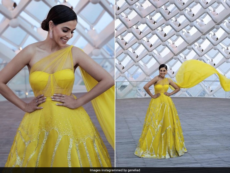 Genelia D'Souza Is The Sunshine Girl In A Bright Yellow Ballroom Gown