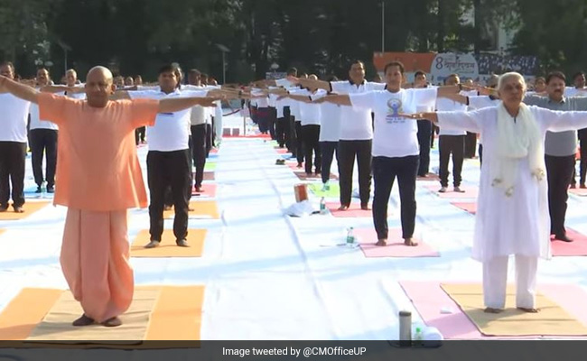 UP Chief Minister, Governor Perform Yoga In Lucknow