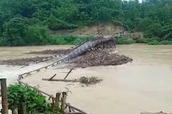 Watch: Bridge Washed Away After Heavy Rain, Flood In Meghalaya Watch: Bridge Washed Away After Heavy Rain, Flood In Meghalaya
