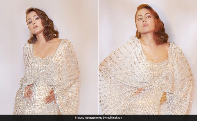 Hina Khan Makes Friday Fashionable In A Stunning Bedazzled White And Golden Gown