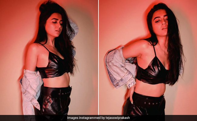 Bringing Back Leather Weather In A Sassy Co-Ord Set Is Tejasswi Prakash