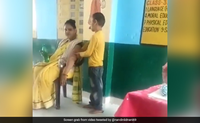 Viral Video Shows Student Massaging Teacher's Hand In Classroom In UP