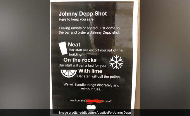 US Bar Offers 'Johnny Depp Shots' To Customers Feeling "Unsafe"