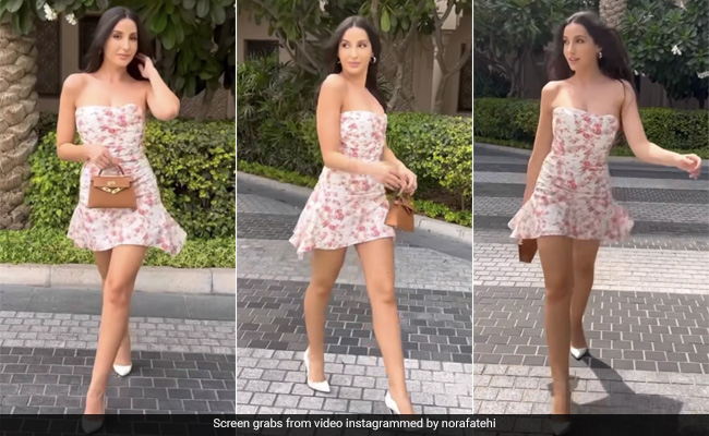 It Looks A Lot Like Spring In The Middle Of The Year Thanks To Nora Fatehi's Rosy Mini Dress