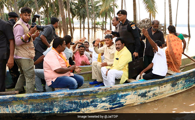 TDP Leaders Rescued After Falling In Flooded Godavari River