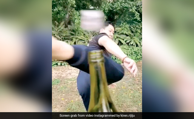 Watch: Law Minister Kiren Rijiju Aces Bottle Cap Challenge, Again