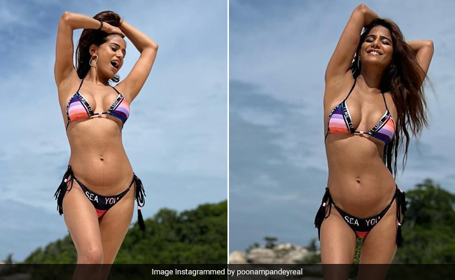 It's Hard To Look Away From Poonam Pandey Living Her Best Beach Life In A Colourful Swim Set