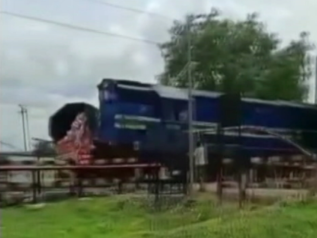 Terrifying Moment Train Rams Into Truck At Railway Crossing