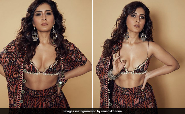 Raashii Khanna Is An Ethnic Fashion Dream Come To Life In An Embroidered <i>Lehenga</i> With A Bralette And Cape