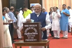 PM Modi Votes In Presidential Election, Ministers, MPs Queue Up PM Modi Votes In Presidential Election, Ministers, MPs Queue Up