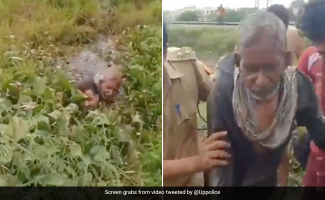Watch: Elderly Man Trapped In Swamp Gets Rescued By UP Police Constable