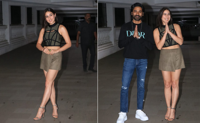 Sara Ali Khan Makes Monsoon Colours Look Chic In An Olive Cutout Crop Top And Wraparound Skirt