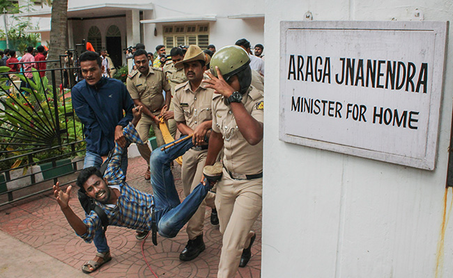 Protesters Barge Into Karnataka Minister's Home, Dragged Out By Cops
