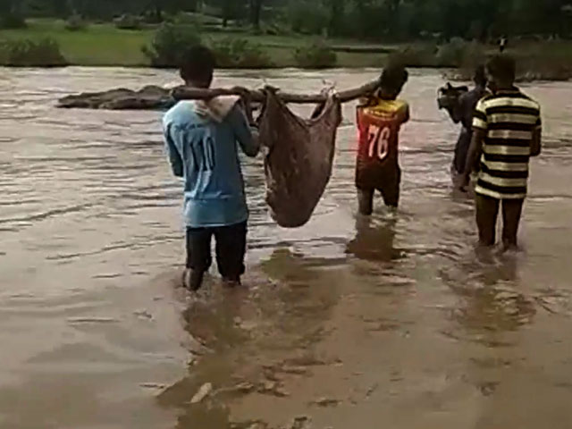 Video: Injured Woman Carried Through River In Maharashtra's Palghar