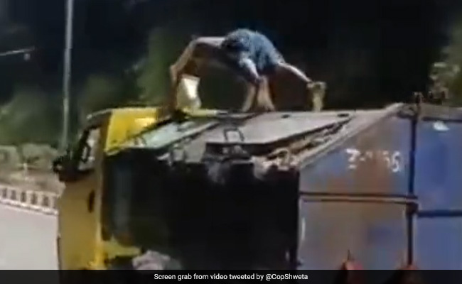 Video: UP Man's Short-Lived 'Shaktimaan Moment' On Top Of Moving Truck