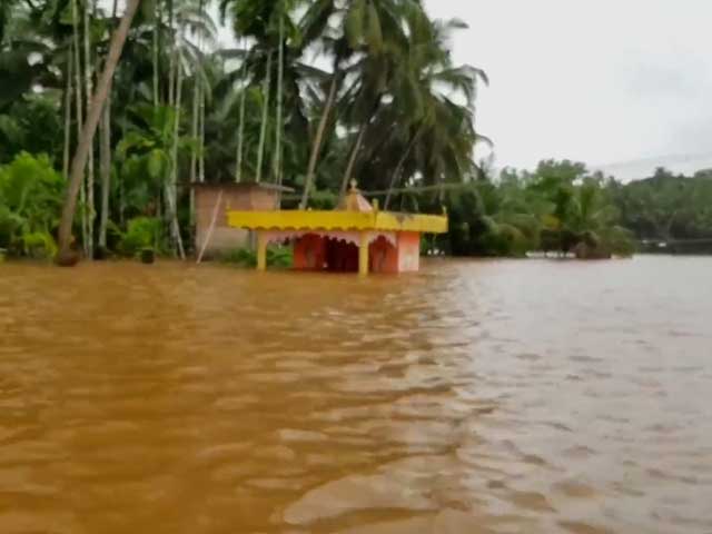 Road Under Water, Residents Use Rafting Boat To Reach Homes