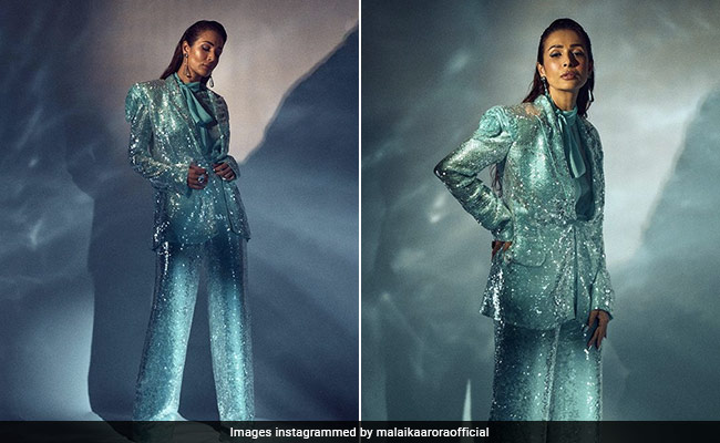 Malaika Arora Made It A Sparkly Night In A Glamorous Sequined Pantsuit In Blue