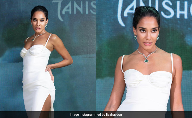 Lisa Haydon Looks Fresher Than The Monsoon Showers In A White Slit Dress And Diamond Jewellery