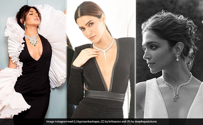 Deepika Padukone, Priyanka Chopra, Kriti Sanon Ace Plunging Necklines With Statement Necklaces