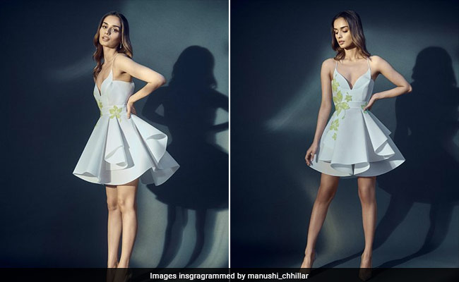 Manushi Chhillar Radiates Tinker Bell Vibes In A Pastel Mini Dress