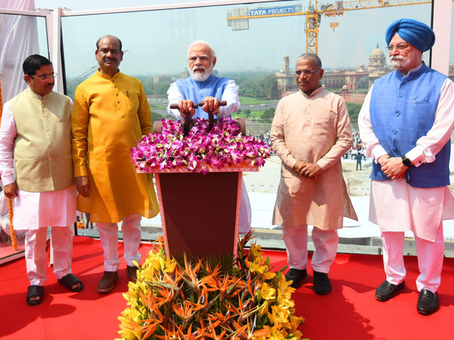 PM Unveils National Emblem On Roof Of New Parliament Building