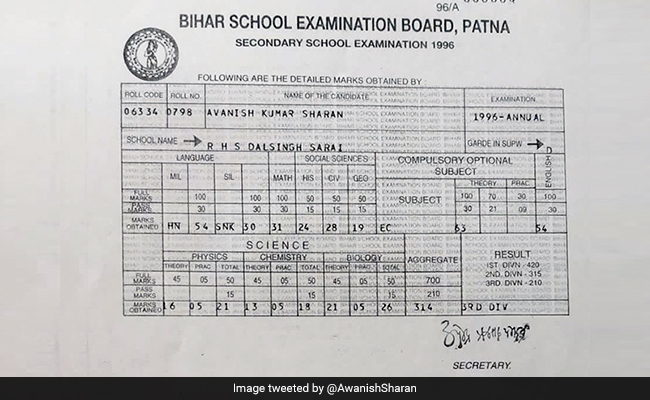 Bureaucrat Shares Photo Of Class 10 Marksheet, Internet Inspired