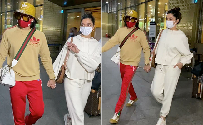 In Sweatshirts And Track Pants, Ranveer Singh And Deepika Padukone's Airport Fashion Is Adorable As Ever