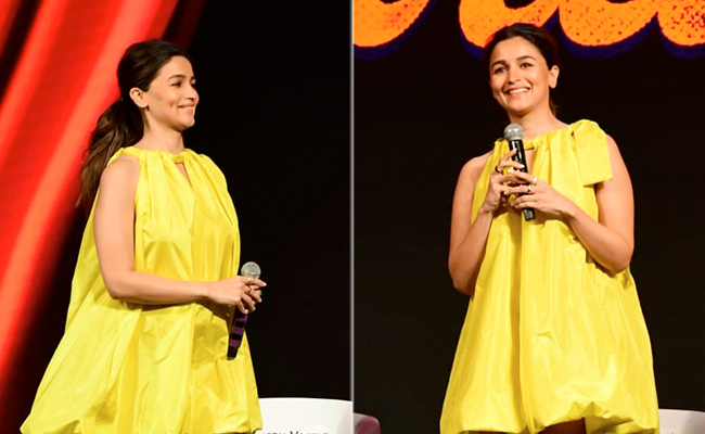 Alia Bhatt's <i>Kesariya</i> State Of Mind Is Fashionable Too In A Flouncy Mini Yellow Dress