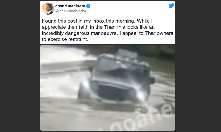 Exercise Restraint: Anand Mahindra Tells Thar Owners