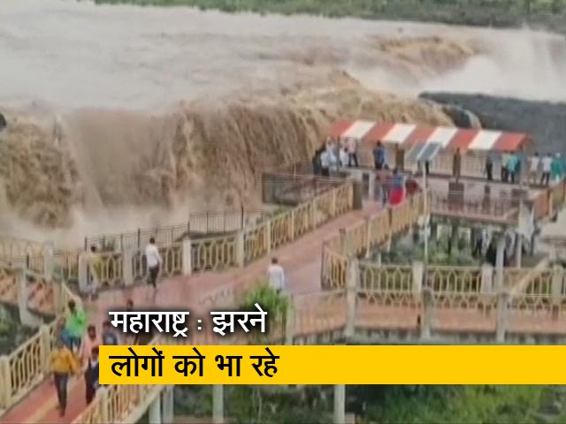महाराष्ट्र : बारिश से नदियों में उफान के बीच यह झरना बना लोगों के आकर्षण का केंद्र
