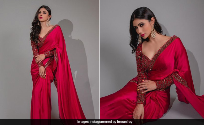 Roses Are Red But We'd Ditch Them For Mouni Roy's Scarlet Red <i>Saree</i> Any Day