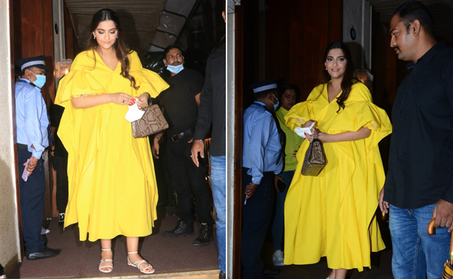Whether It Is Her Pregnancy Glow Or Yellow Midi Dress, Mom-To-Be Sonam Kapoor Is Shining Brighter Than The Sun