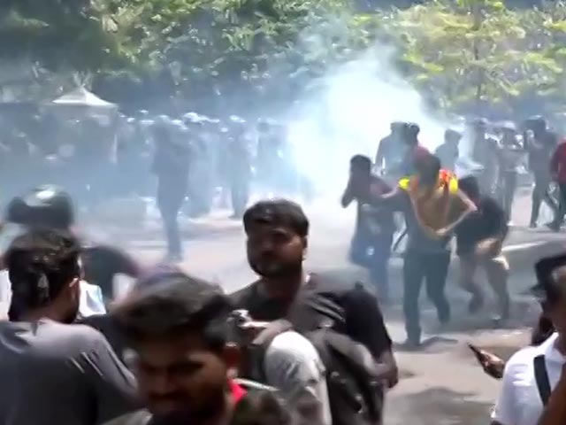 Massive Protests In Colombo, Tear Gas, Water Cannons Used