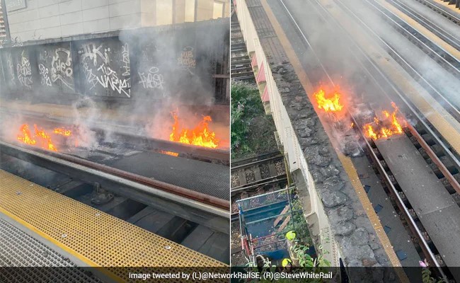 गर्मी के कारण रेलवे ट्रैक में लगी आग, तस्वीर वायरल होने पर लोगों ने कहा- आग की बारिश हो रही है