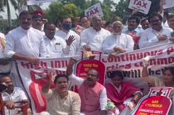 Opposition Parties Protest Against GST Hike In Parliament Complex Opposition Parties Protest Against GST Hike In Parliament Complex