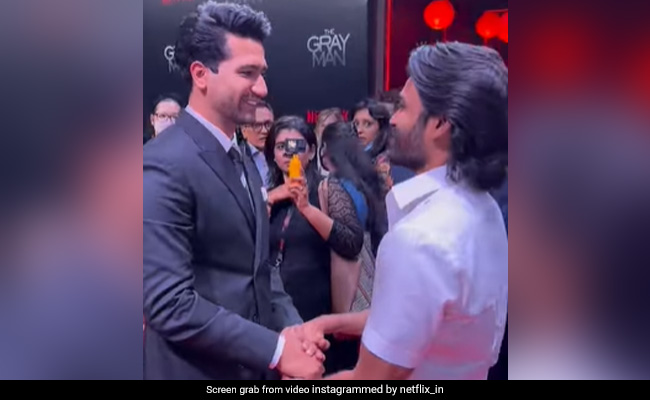 <i>The Gray Man</i> Premiere: Vicky Kaushal Gives Dhanush A Warm Hug On The Red Carpet