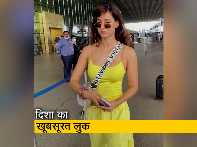 दिशा पटानी का एयरपोर्ट लुक, यलो को-ऑर्ड सेट में आई नजर 