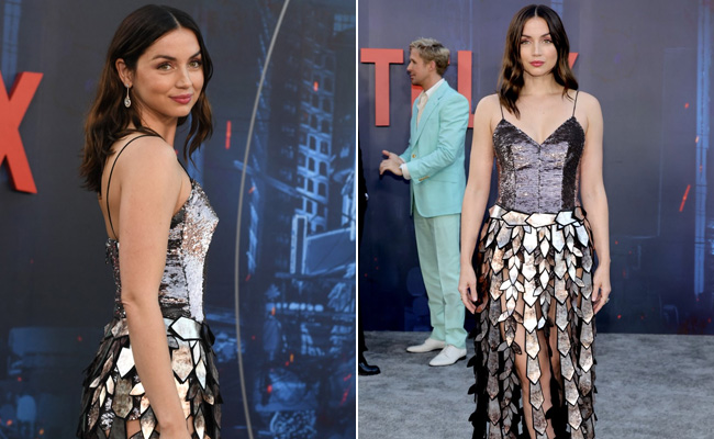Ana de Armas' Iridescent Sequin Cutwork Louis Vuitton Gown Is Bringing A Dash Of Sparkle On The Red Carpet