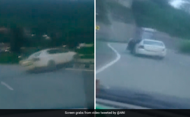 On Camera, Car Stunt Goes Wrong As Driver Jumps Over Divider