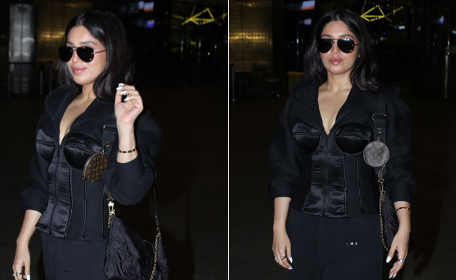 Bhumi Pednekar Makes The Corset Trend Travel-Friendly With Her Black Ensemble And Louis Vuitton Bag