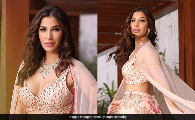 Sophie Choudry Feels And Looks "Pretty Peachy" In A Very Festive <i>Lehenga</i>
