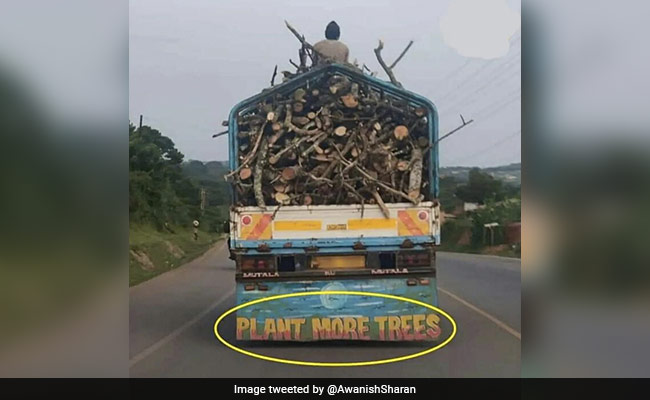 Bureaucrat Shares Photo Of Truck Carrying Logs, Says "Definition Of Irony"