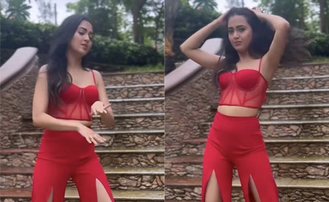 Tejasswi Prakash In A Red Corset Co-Ord Set Is Giving A Trendy Spin To Monochrome Fashion