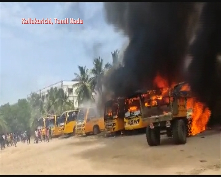 Police Vehicles Torched After Teen Found Dead In Tamil Nadu School
