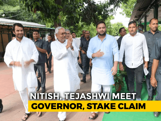 Nitish Kumar, Tejashwi Yadav Meet Bihar Governor To Stake Claim